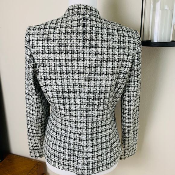Calvin Klein Size 8 Women's Tweed Blazer Jacket Black White Preppy Work - Picture 6 of 9